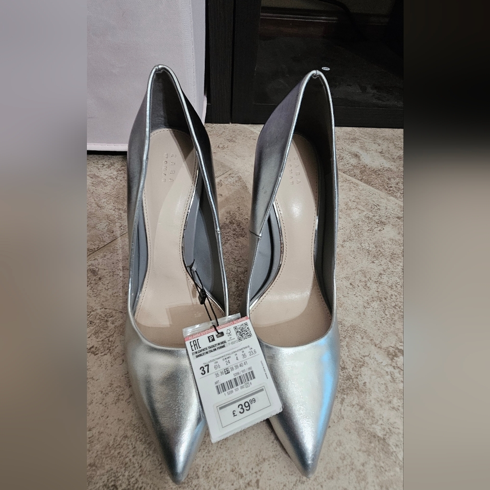 Zara Shiny Silver Women's Heels